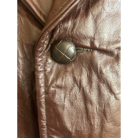 VTG Sears The Leather Shop Mens Size 42 Jacket Removable Lining Brown Buttons - Picture 5 of 13